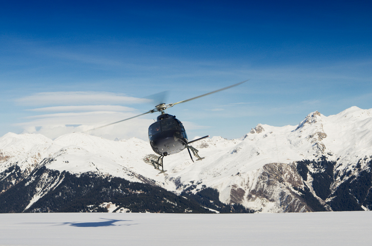 helicopter at courchevel airport